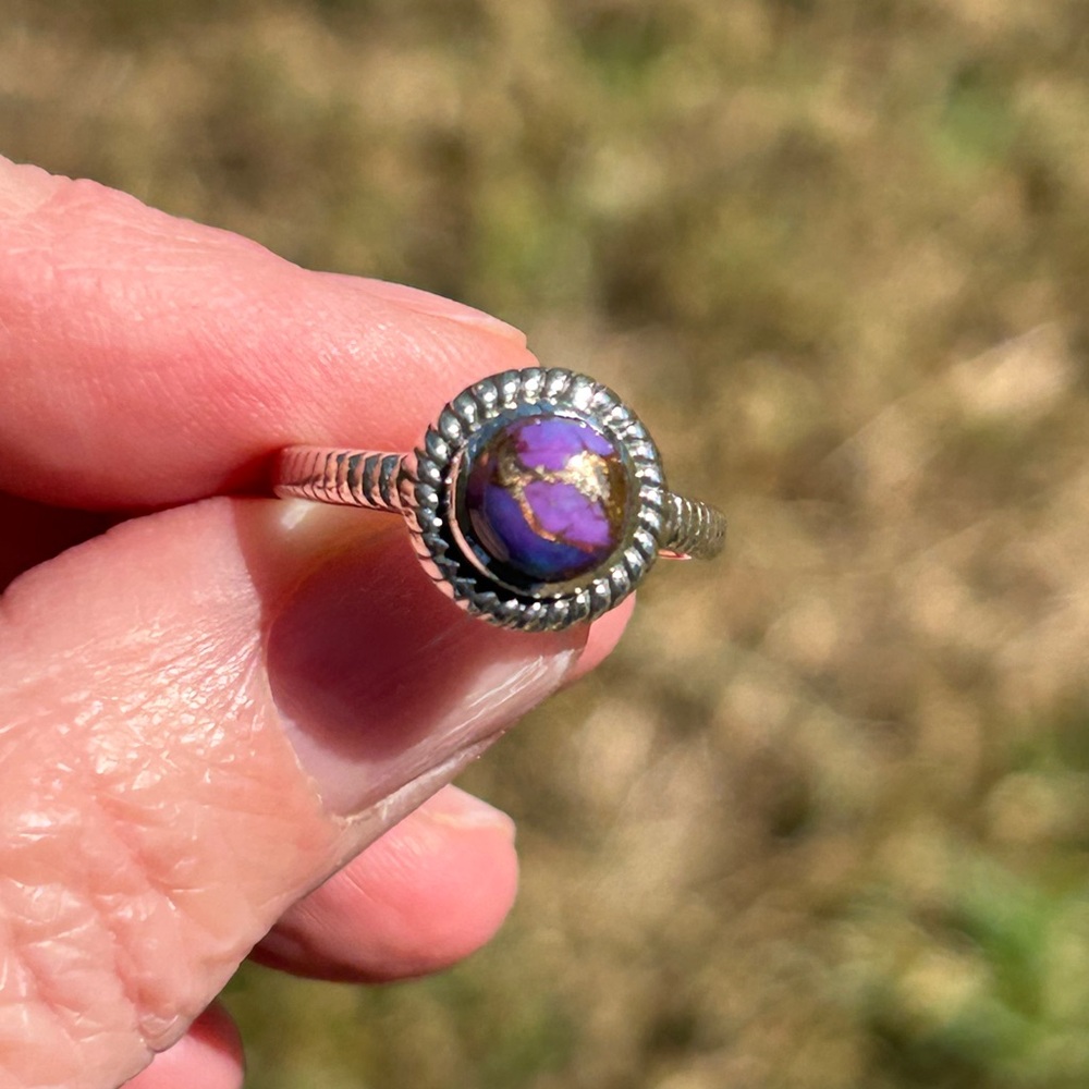 925 Sterling Silver Purple Mojave Turquoise Stone Ring